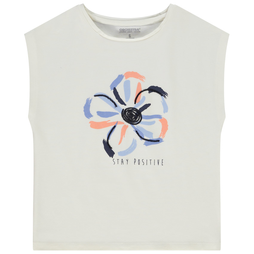 T-shirt forme boîte print fleur à sequins pour fille 