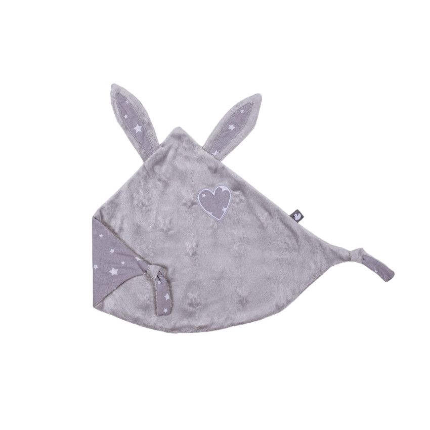 Doudou lapin petit coeur - Gris Main Doudou lapin petit coeur - Gris