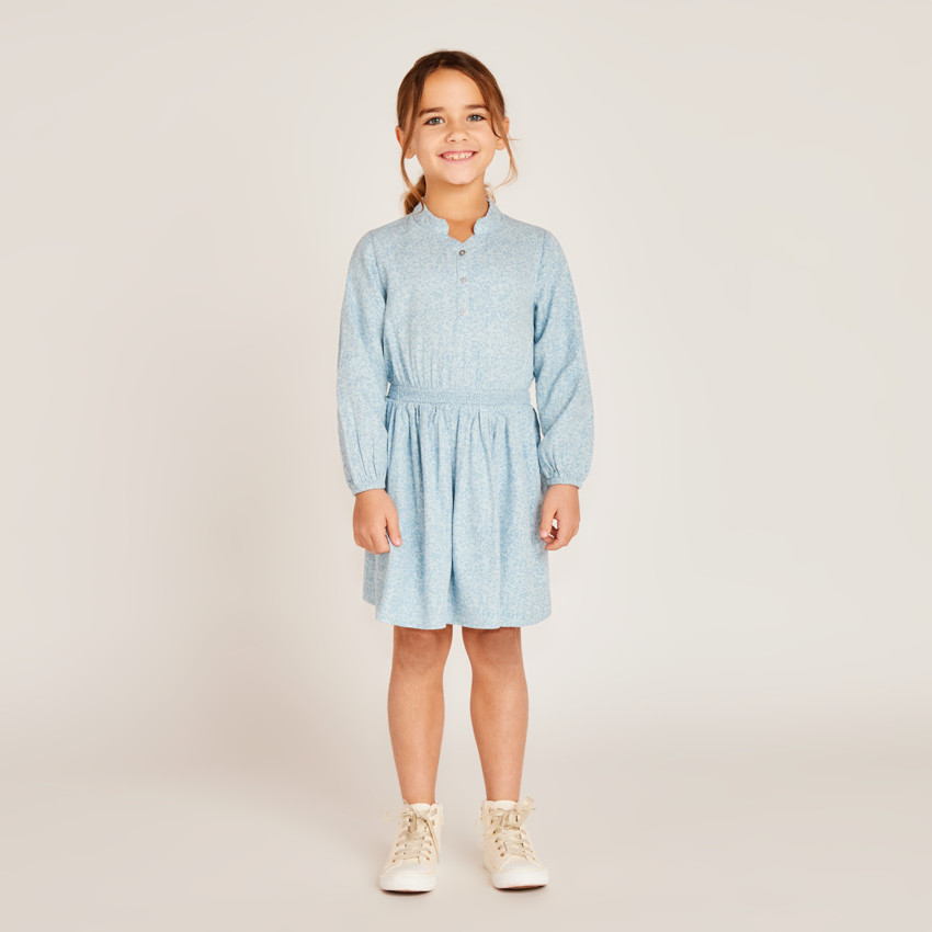 Robe manches longues imprimé fleurs pour fille