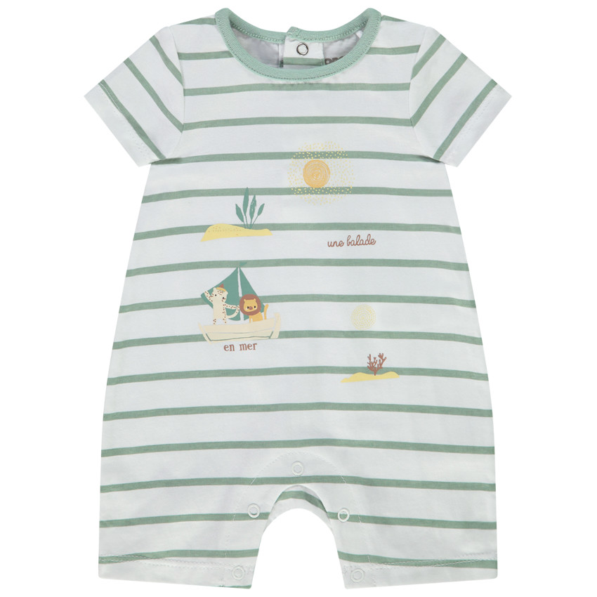 Combinaison courte rayée et printée pour bébé garçon 