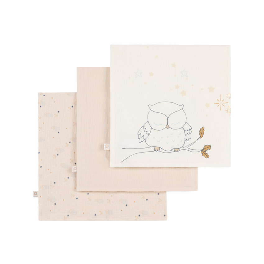 Lot de 3 langes en gaze de coton "Bande de Rêveurs" 