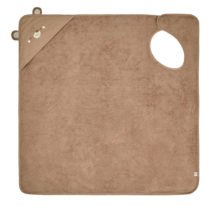 Cape de bain ludique et tablier 2 en 1 Ourson marron 