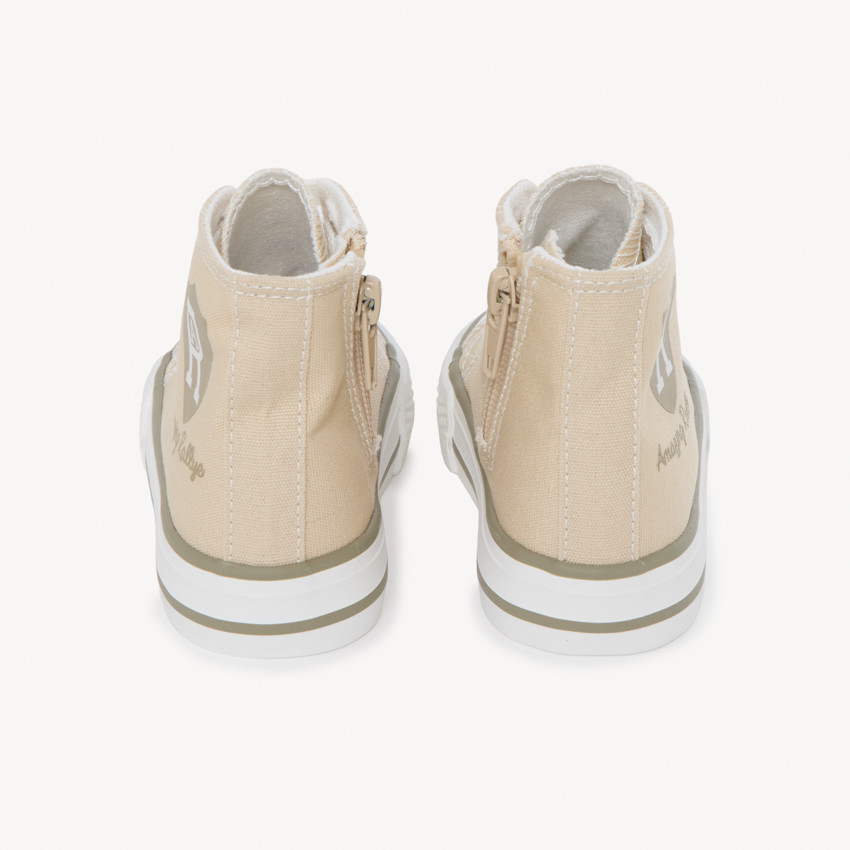 Baskets montantes zippée en toile print blason pour bébé garçon 