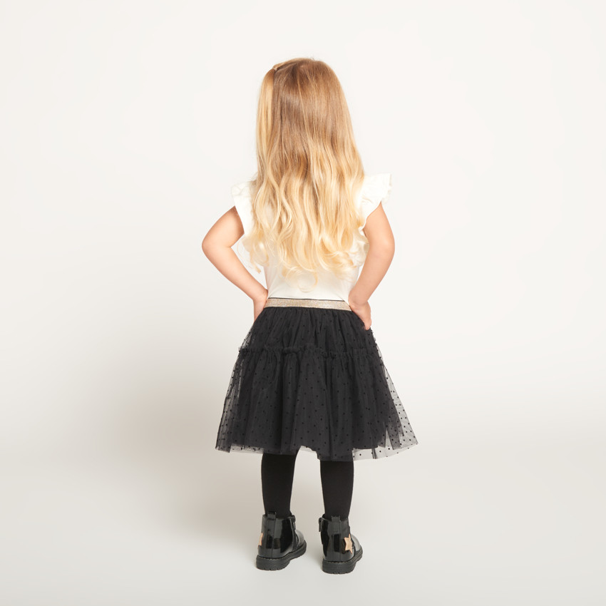 Robe manches courtes effet 2 en 1 bi-matière pour bébé fille 