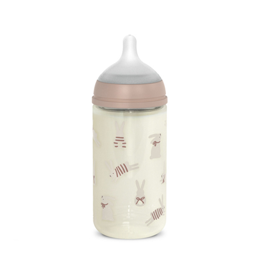 Biberon en verre avec tétine physiologique SX Pro M 240 ml Wonderland lapins roses 