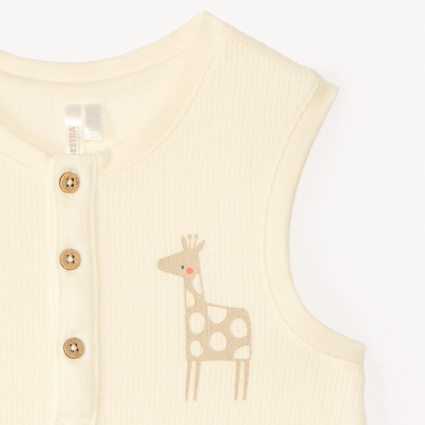 Combinaison courte en maille fantaisie print girafe pour bébé garçon 