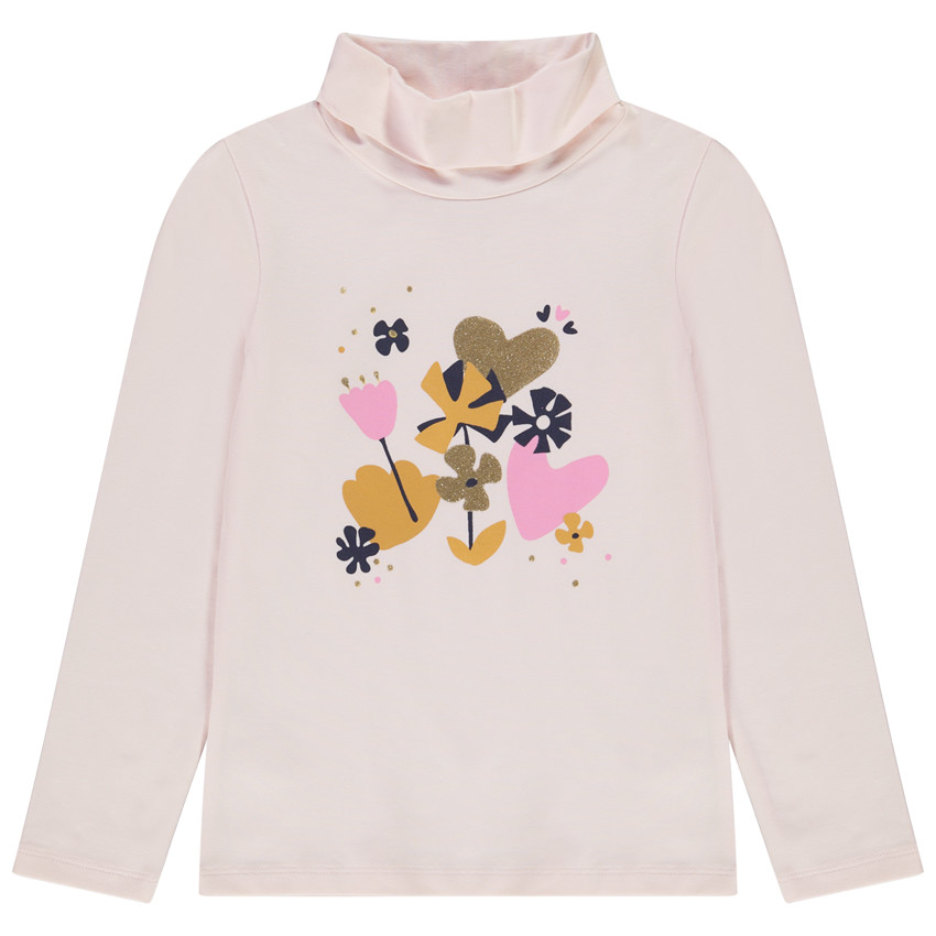 Sous-pull col roulé en jersey avec print fantaisie pour fille 