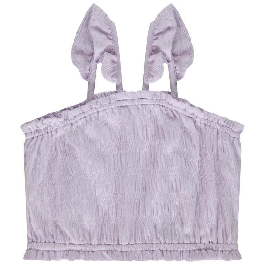 Crop top smocké à bretelles volantées pour fille 