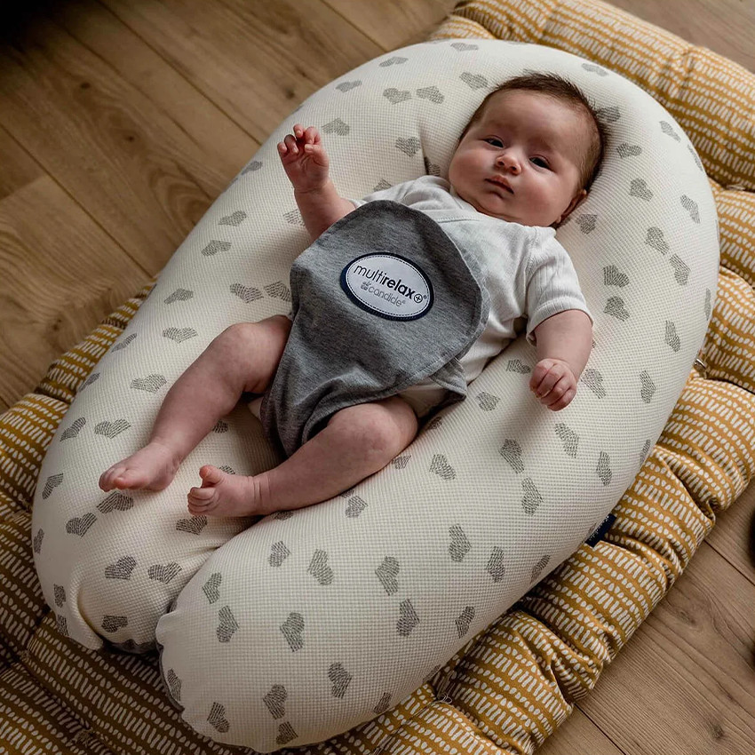 Coussin de maternité 3 en 1 Multirelax en jersey cœurs/gris 