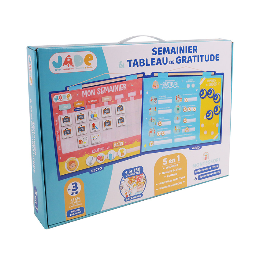 Semainier et tableau de gratitude en tissu Montessori 