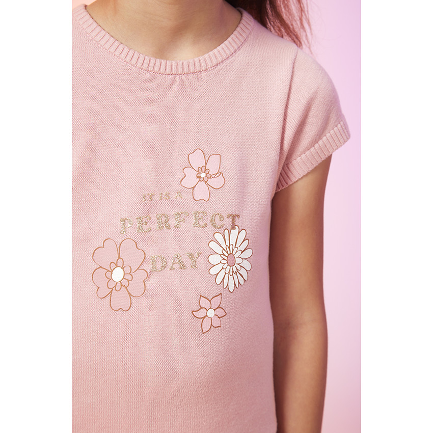 Robe en tricot print fantaisie pour fille 