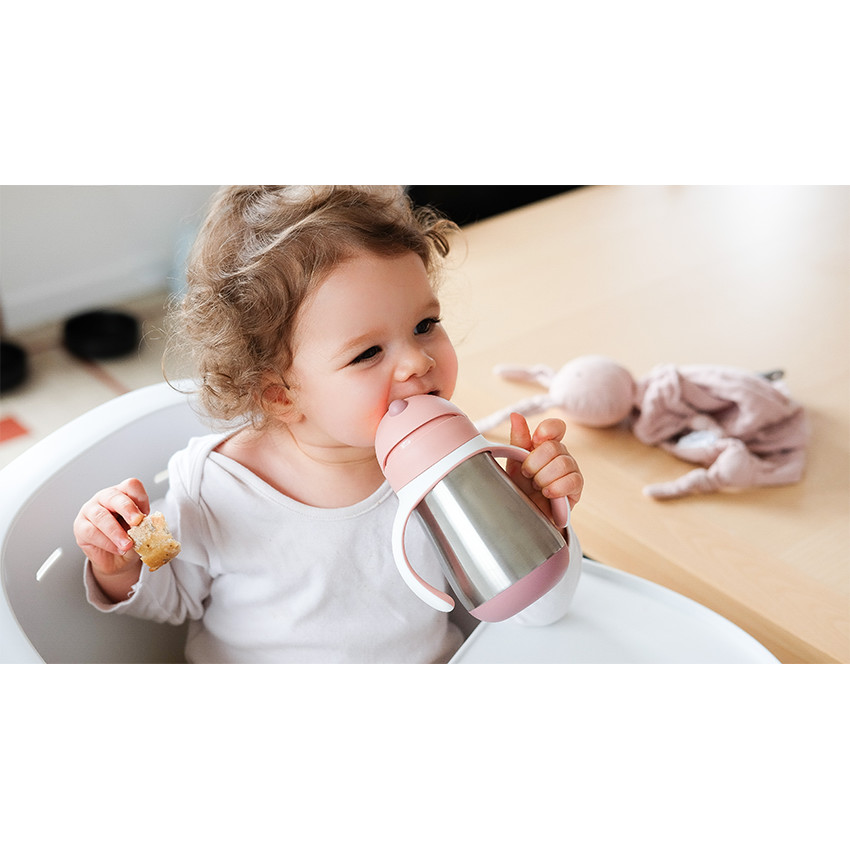 Tasse paille en inox 250 ml - Old Pink - Rose (Béaba) - Image 5