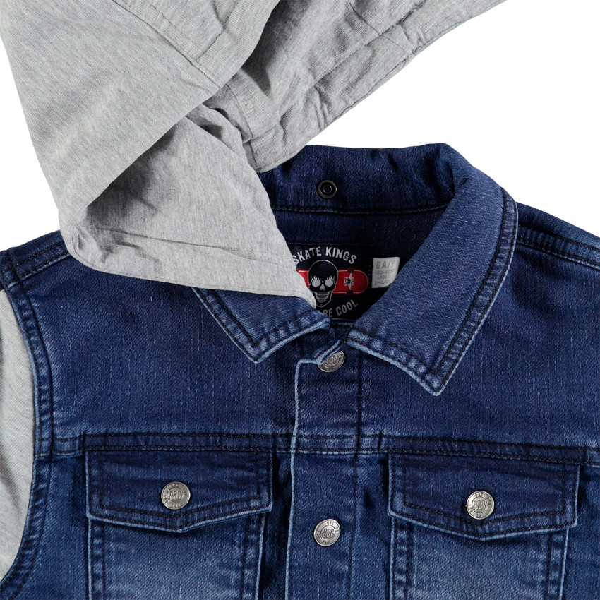 Veste bi-matière à bandes appliquées et capuche amovible 