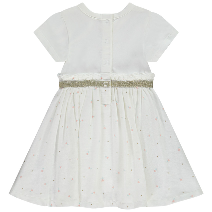 Robe 2 en 1 en jersey et double gaze de coton print lapin pour bébé fille 