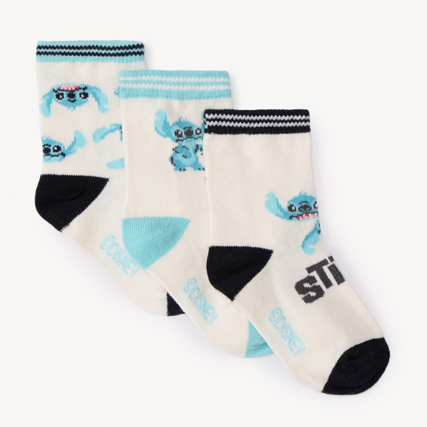 Lot de 3 paires de chaussettes normales Stitch Disney pour bébé garçon