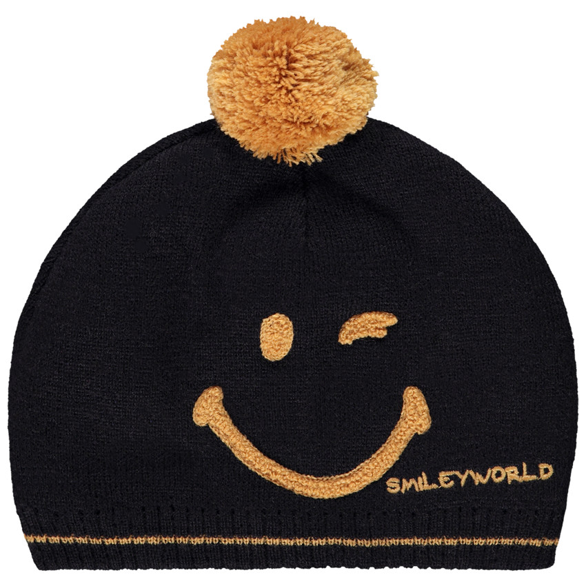 Bonnet en tricot doublé en sherpa Smiley pour garçon