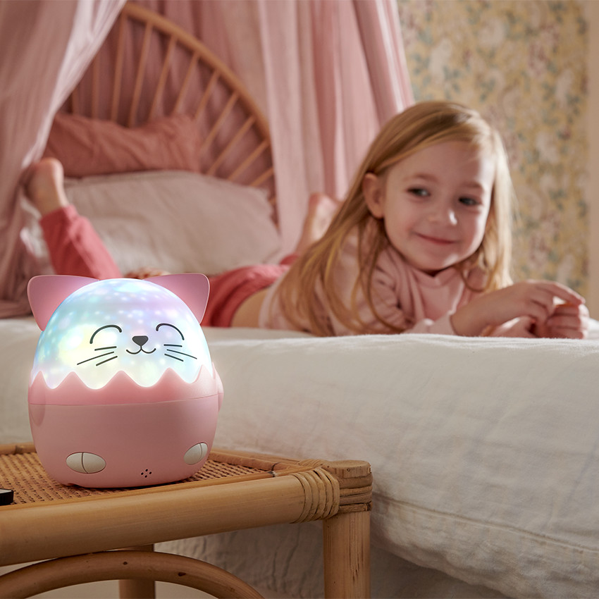 Veilleuse musicale sans fil avec projection Mia le chat 