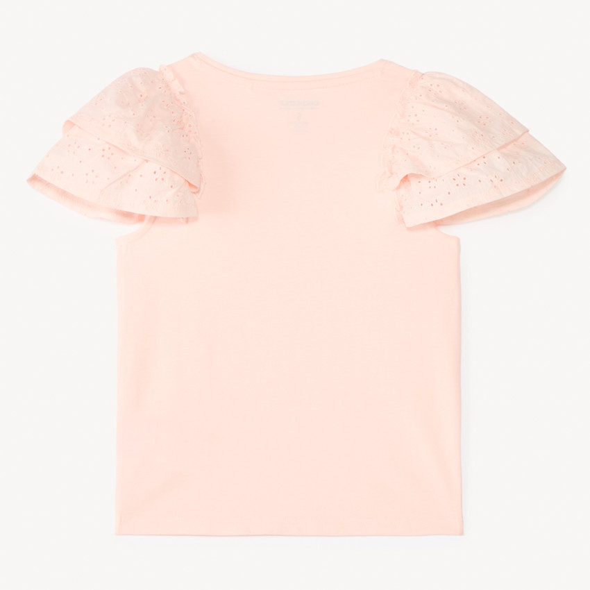 T-shirt manches courtes en broderie anglaise pour fille 