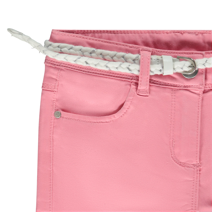 Pantacourt uni avec ceinture tressée pour fille 