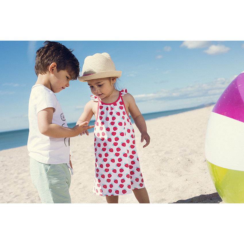 Robe imprimée à bretelles volantées pour bébé fille 