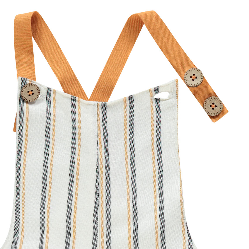 Salopette longue en toile à rayures verticales 