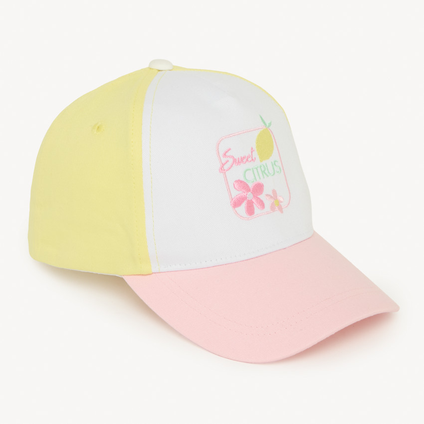 Casquette en twill effet color block broderie citron pour fille 