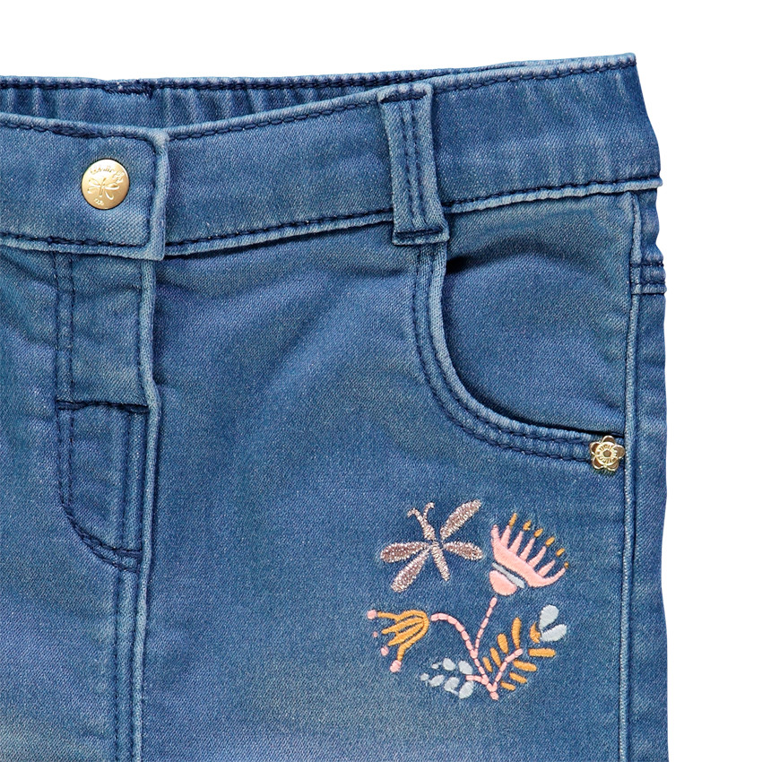 Jean slim à fleurs brodées pour bébé fille 