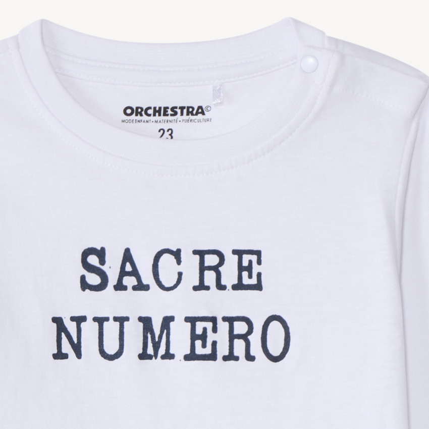 T-shirt manches longues uni avec print pour bébé garçon 