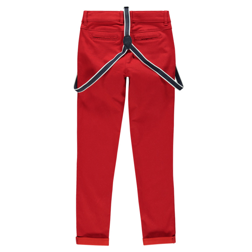 Junior - Pantalon 7/8ème en twill avec bretelles élastiques amovibles 