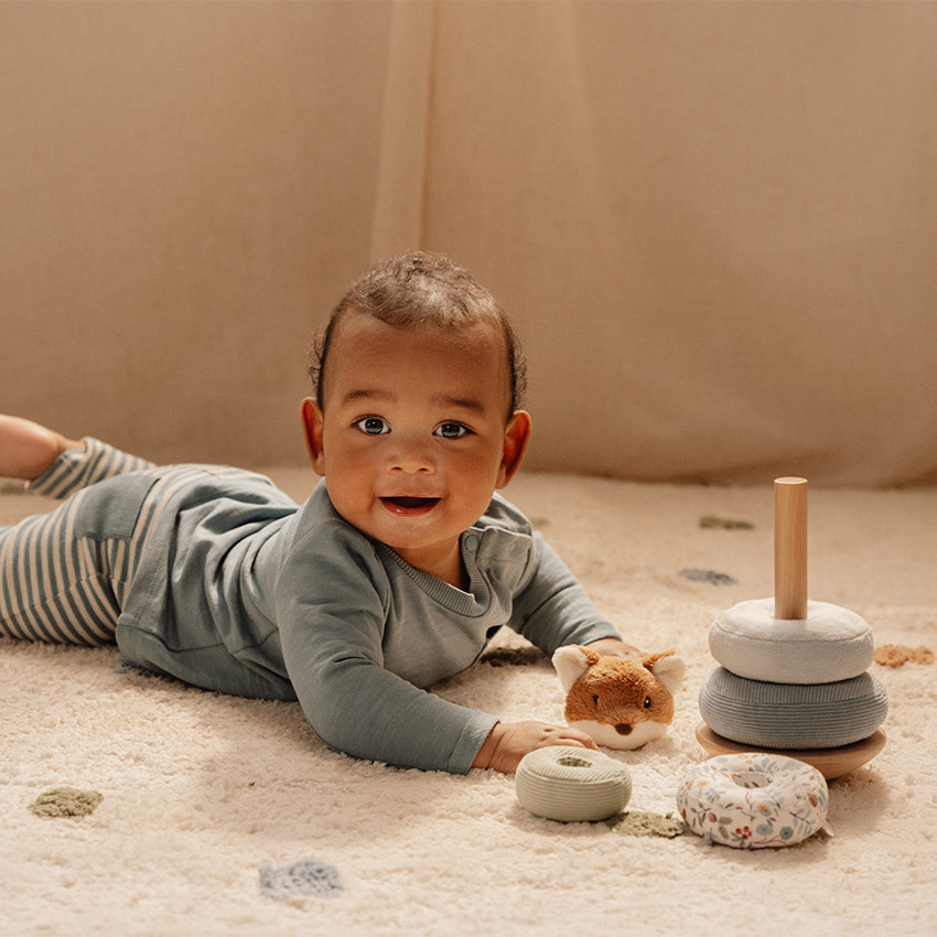 Renard à empiler doudou et bois  