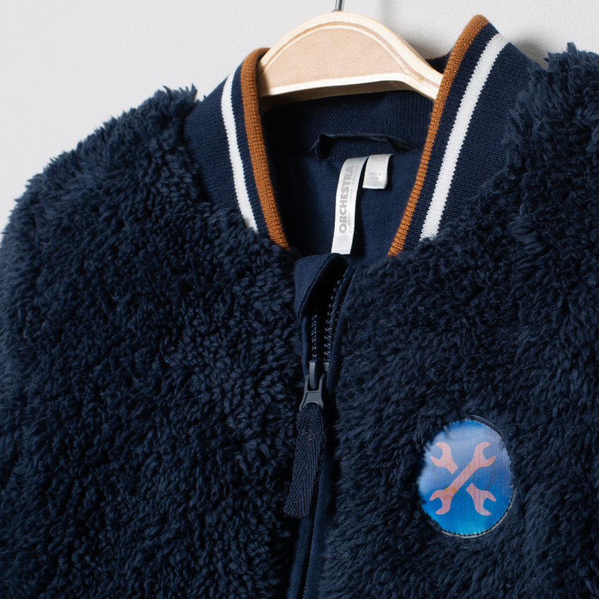 Veste en sherpa esprit teddy à badge patché 