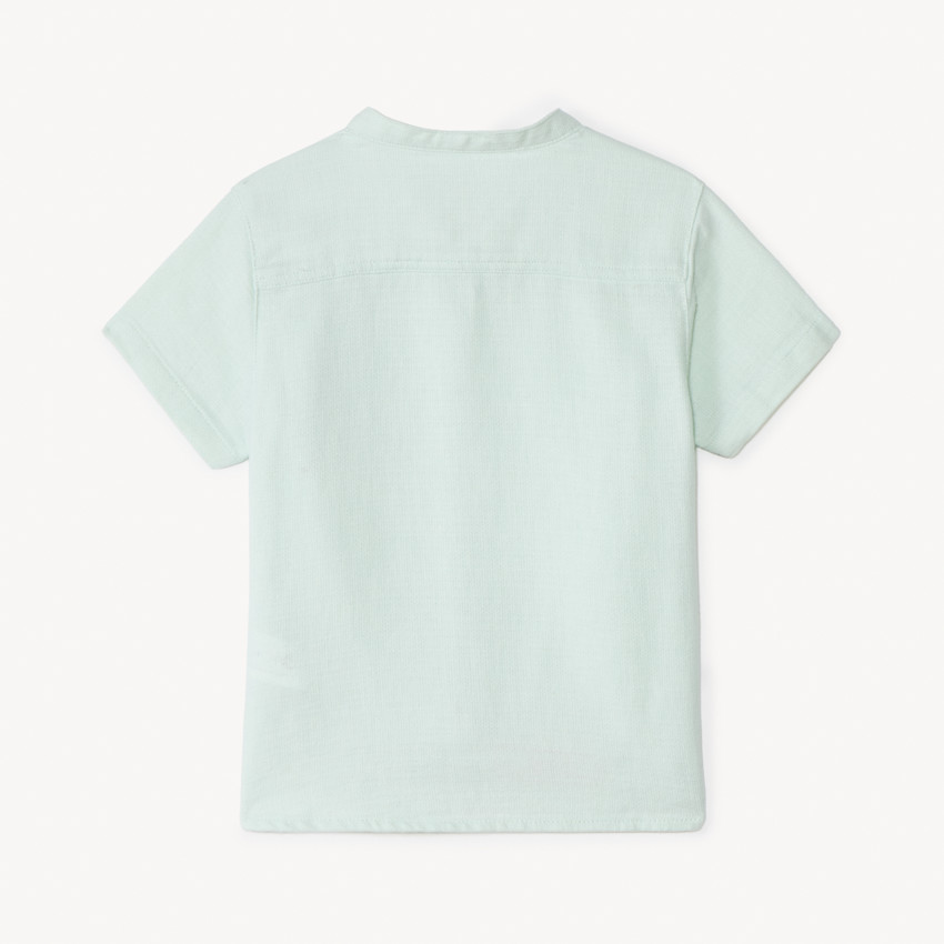 Chemise manches courtes col mao avec broderie animaux pour bébé garçon 