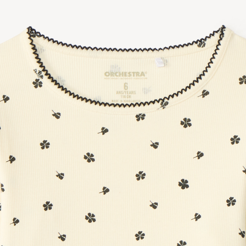 T-shirt manches longues imprimé fleurs pour fille 