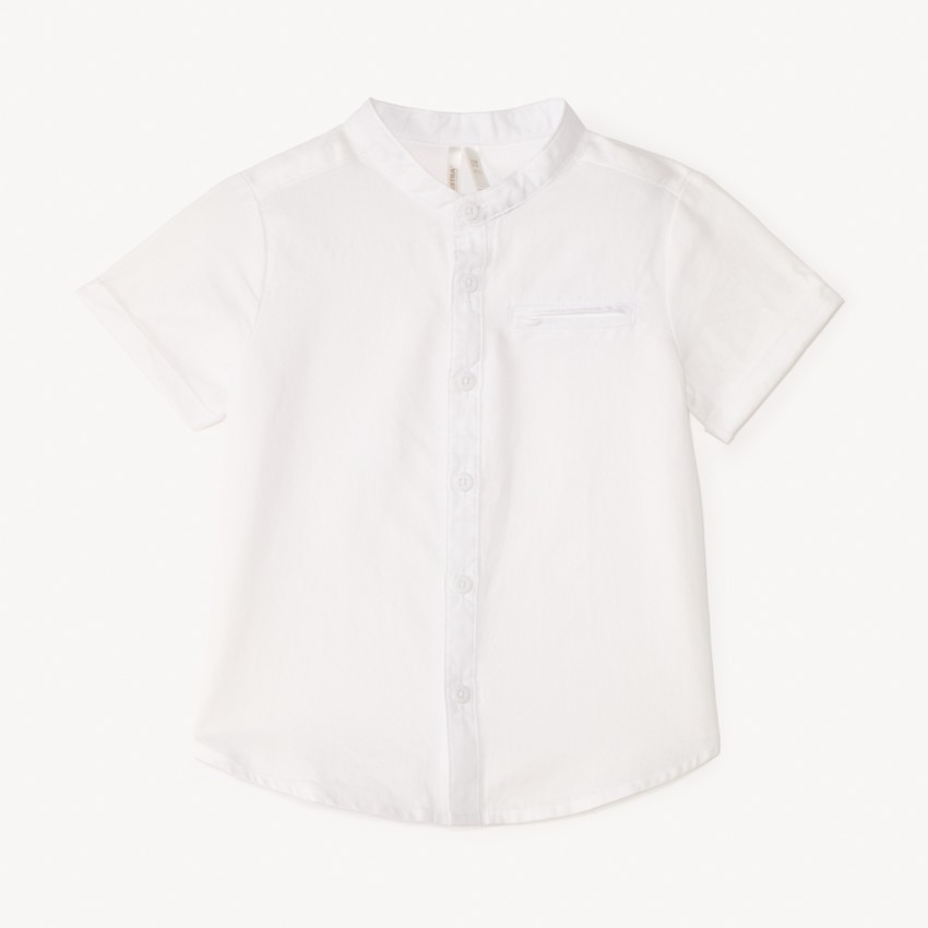 Chemise manches courtes unie à col mao pour bébé garçon 