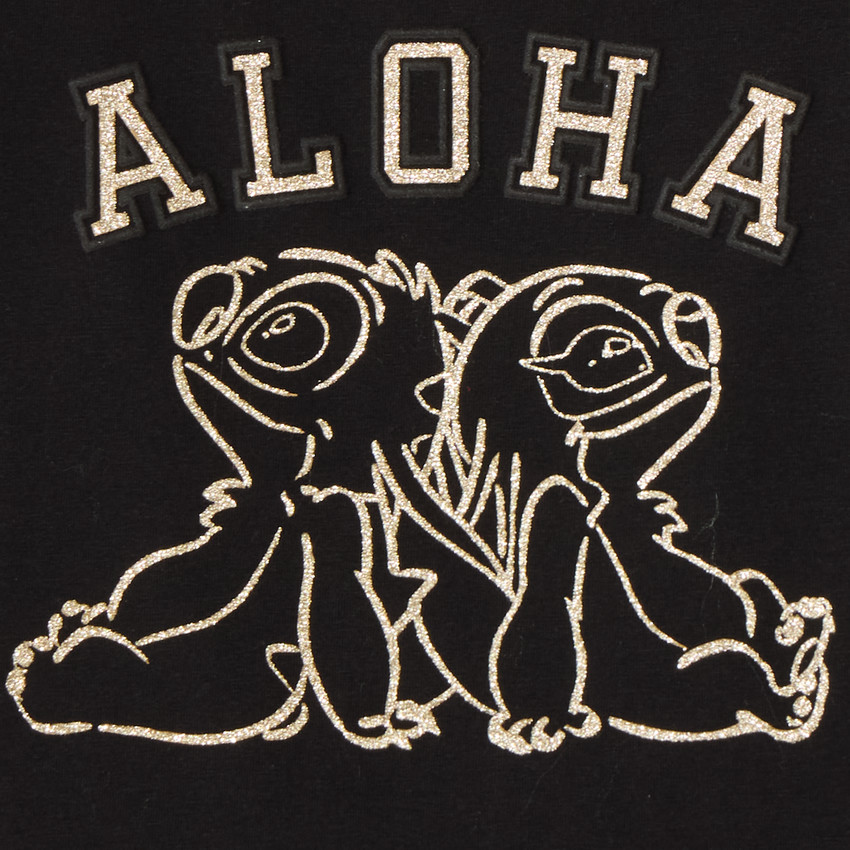 T-shirt fille manches longues broderie Stitch et Angel 