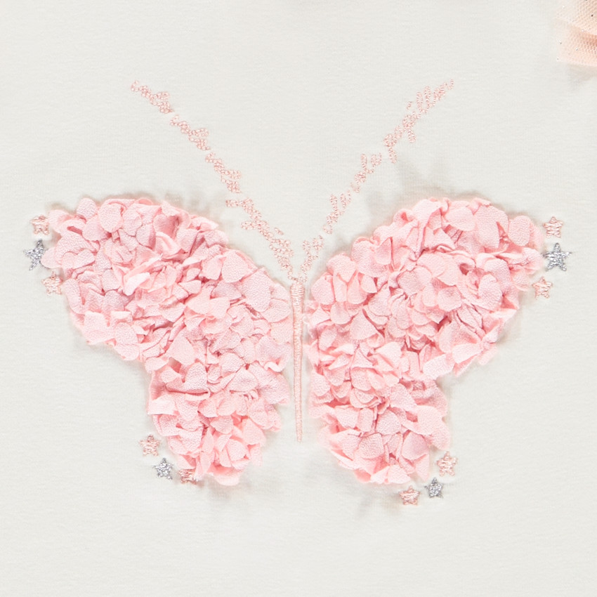 T-shirt manches courtes avec patch pétales 3D pour bébé fille 