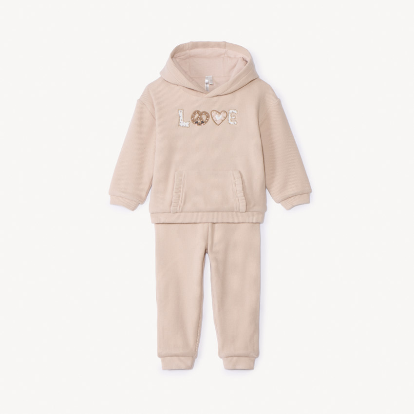 Ensemble jogging velours en nid d'abeille pour bébé fille 