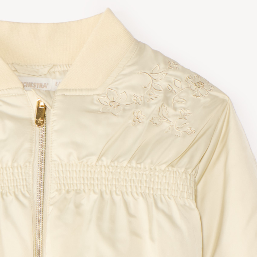 Veste bomber fille en toile avec broderie fleurie 