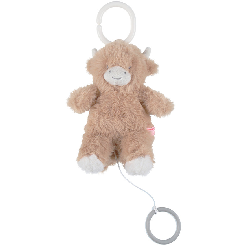 Peluche mini musicale 20cm Vache Fluffy Beige