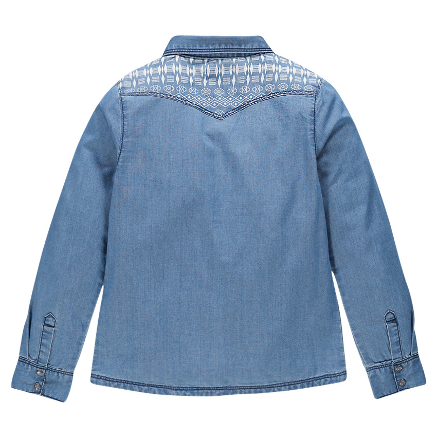 Junior - Chemise manches longues en chambray avec motifs ikat 