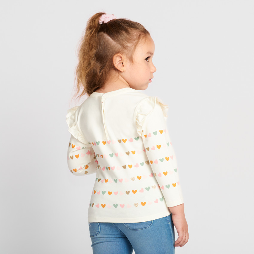 T-shirt manches longues imprimé cœurs pour bébé fille 