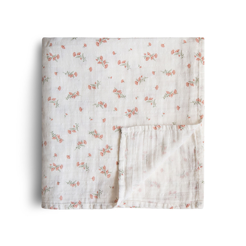 Lange d'emmaillotage en coton Biologique pink flowers 