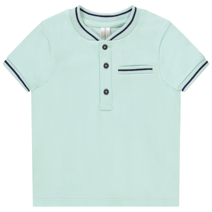 Polo manches courtes en coton uni col teddy pour bébé garçon 