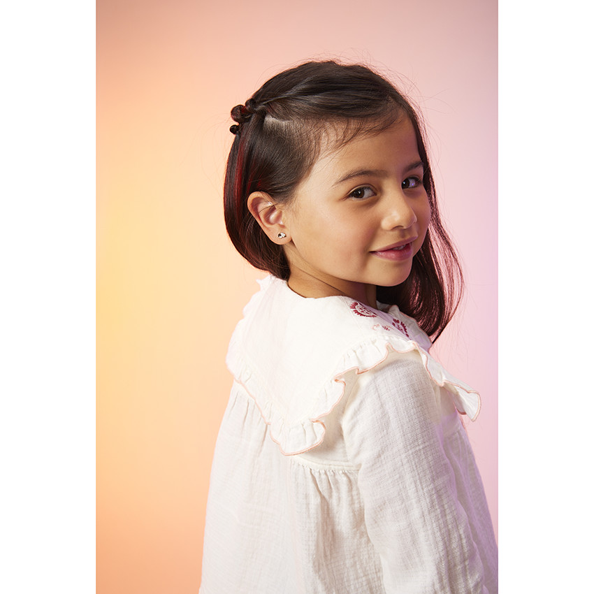 Chemise manches longues avec broderie fantaisie pour fille 