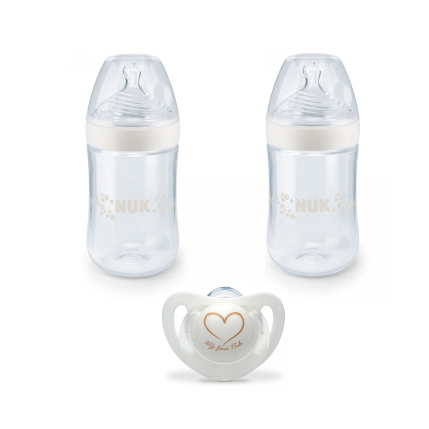 Pack de 2 biberons Nature sense 260 ml + 1 sucette Genius Main Pack de 2 biberons Nature sense 260 ml + 1 sucette Genius