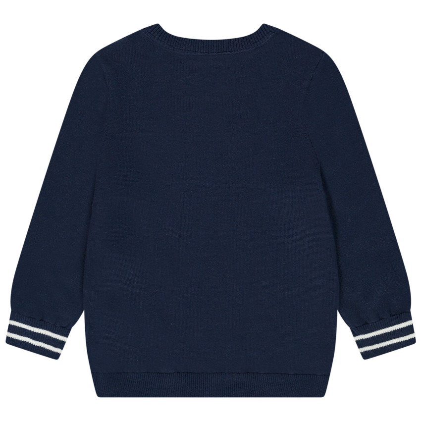 Pull en tricot avec print voilier et jeu de rayures pour bébé garçon 