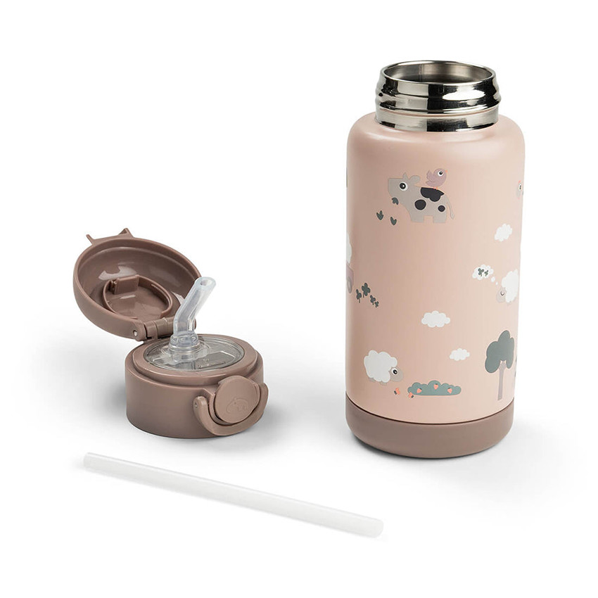 Gourde isotherme avec paille 340ml Tiny Farm Rose 