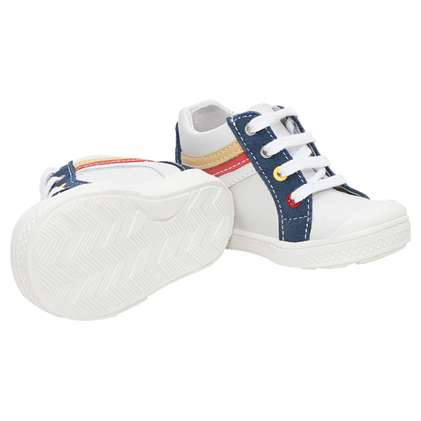 Bottillons en cuir avec empiècements contrastés  