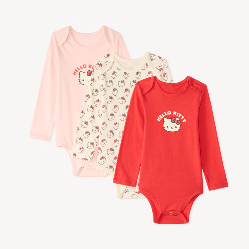 Lot de 3 bodies manches longues bébé fille Hello Kitty