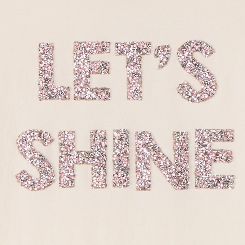 T-shirt manches courtes à motif pailleté et strass pour fille 